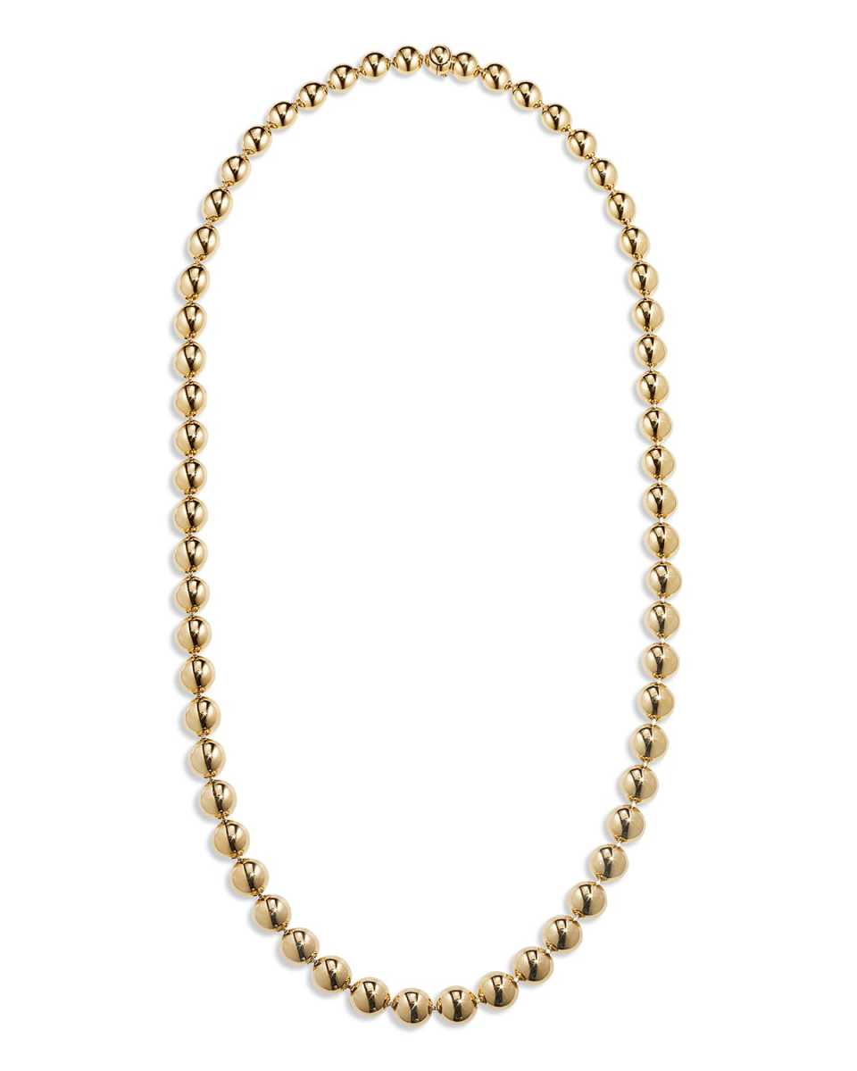 18k Gold Bead Necklace, 22"L